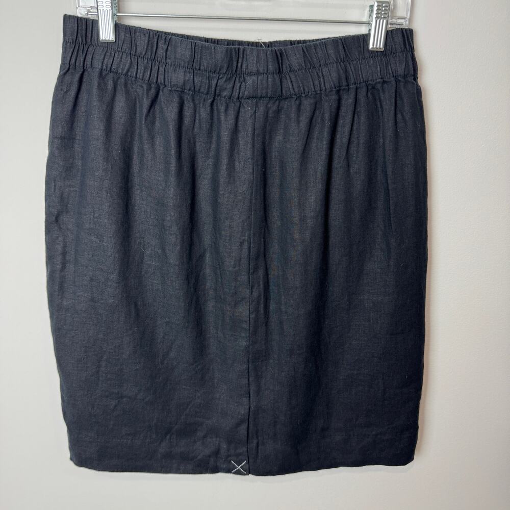 J. Crew Women's 100% Black Linen Pull on Lined Skirt Size Medium - Picture 4 of 6